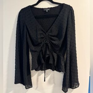 Lucy Paris Black Ruched Blouse